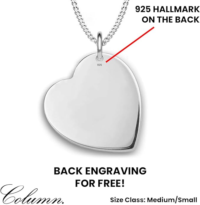 Personalied Sterling Silver Engraved Heart Pendant Necklace