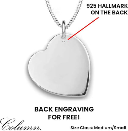 Personalied Sterling Silver Engraved Heart Pendant Necklace