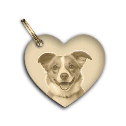 Personalised Pet Tag Brass Heart Shape Identifier and Contact