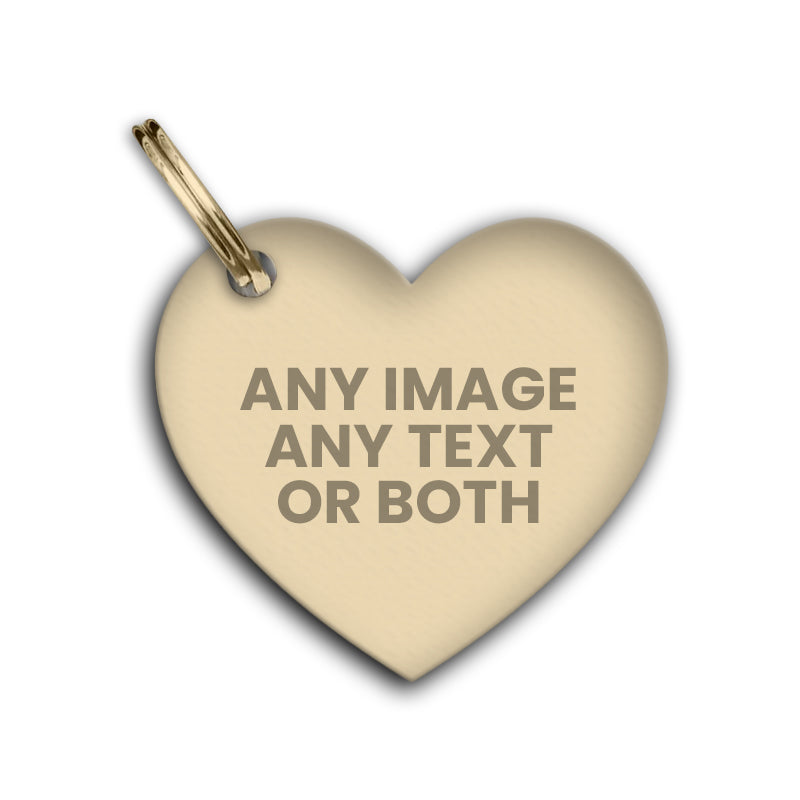 Personalised Pet Tag Brass Heart Shape Identifier and Contact