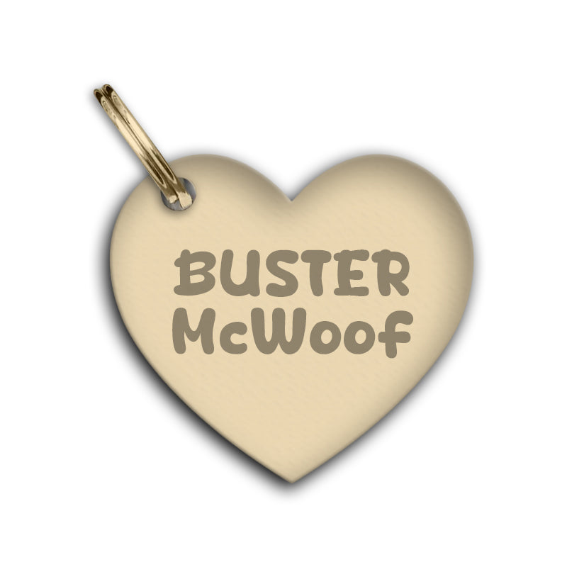 Personalised Pet Tag Brass Heart Shape Identifier and Contact