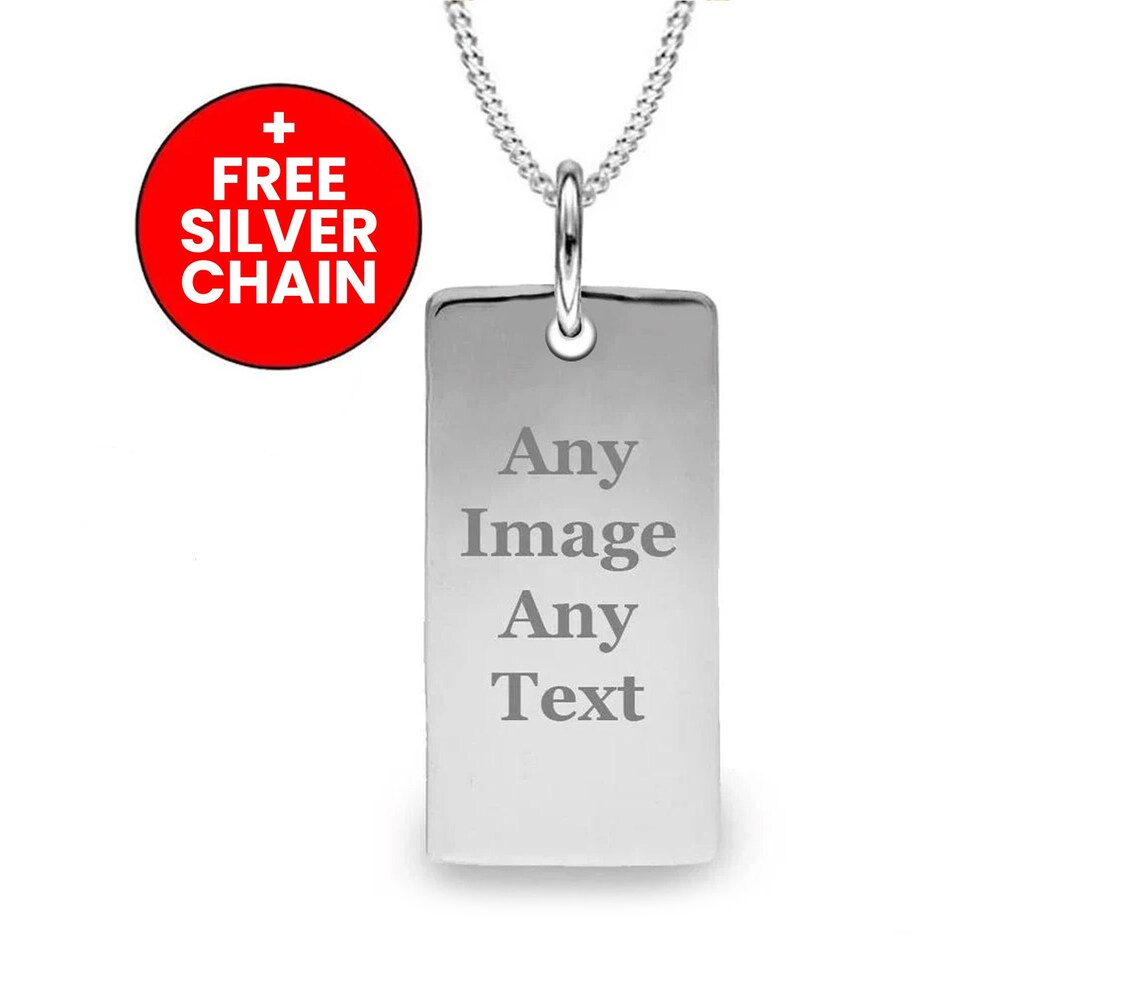 Personalised Sterling Silver Engraved ID Bar Pendant Necklace