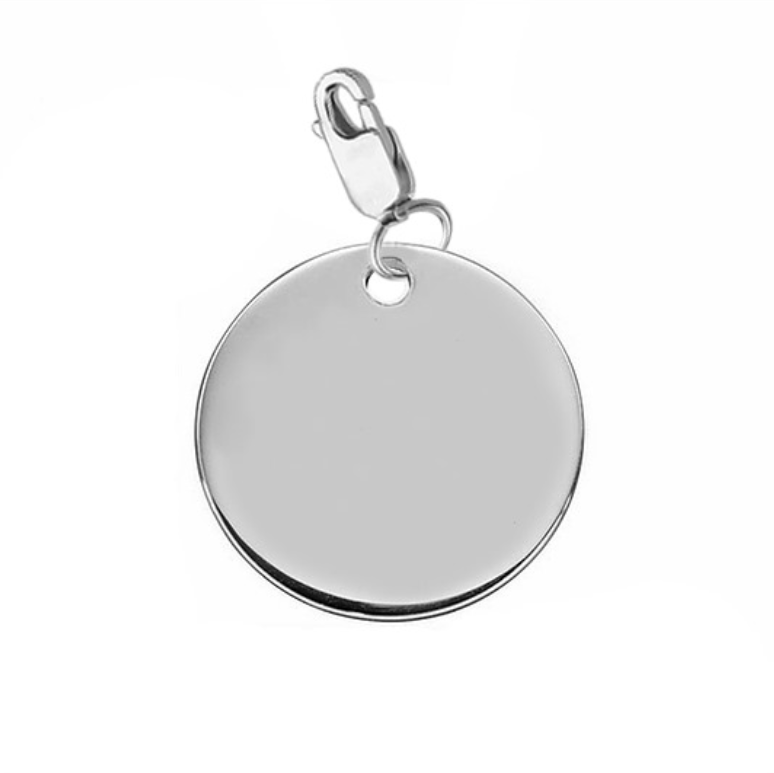 Personalised Pendant Sterling Silver Disc Charm for Bracelets