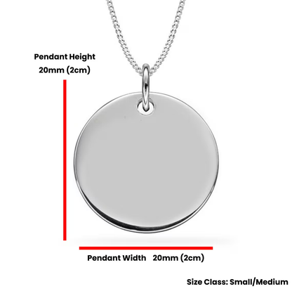 Personalised Pendant Sterling Silver Disc Necklace