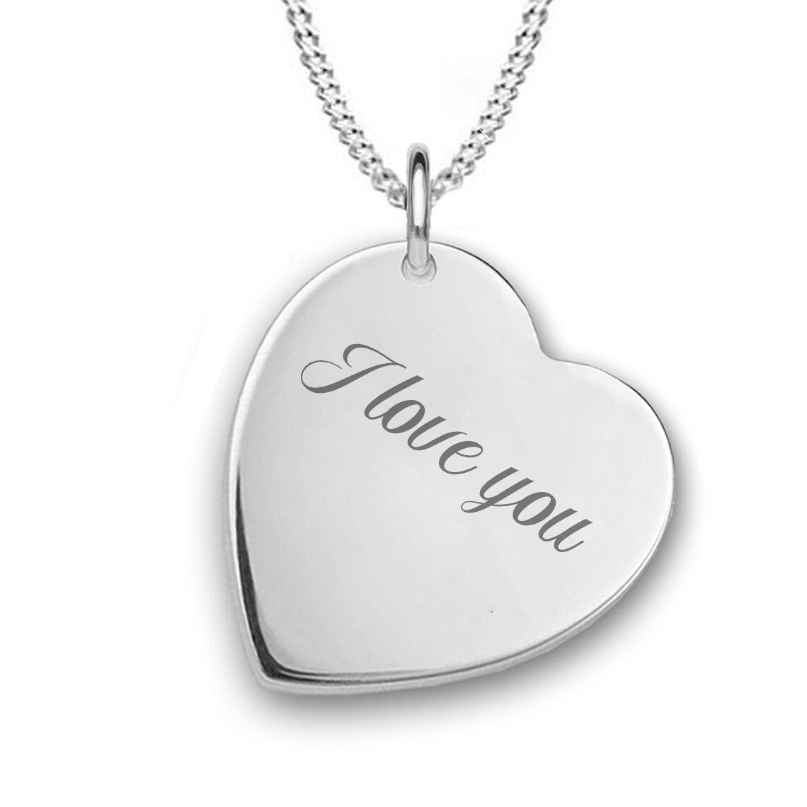 Personalied Sterling Silver Engraved Heart Pendant Necklace