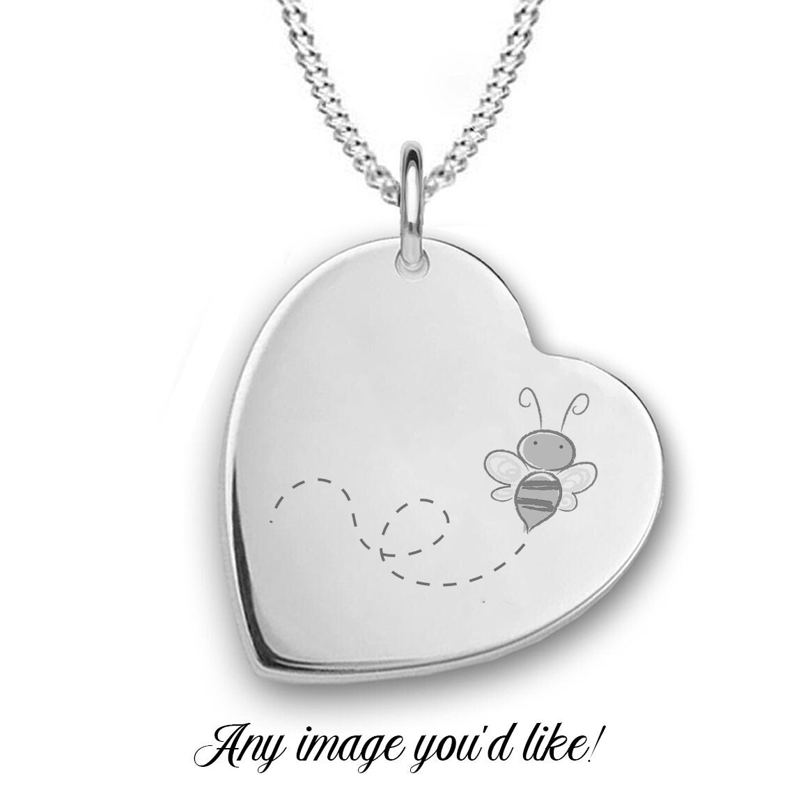 Personalied Sterling Silver Engraved Heart Pendant Necklace