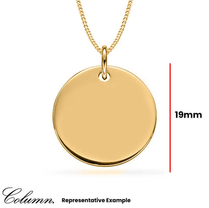 Personalised 9ct Gold Plated Engraved Disc Pendant Necklace