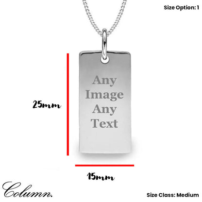 Personalised Sterling Silver Engraved ID Bar Pendant Necklace