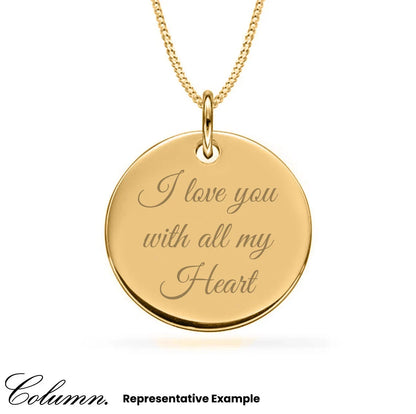 Personalised 9ct Gold Plated Engraved Disc Pendant Necklace