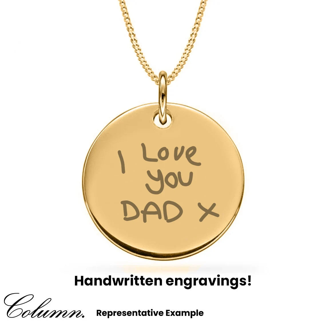 Personalised 9ct Gold Plated Engraved Disc Pendant Necklace