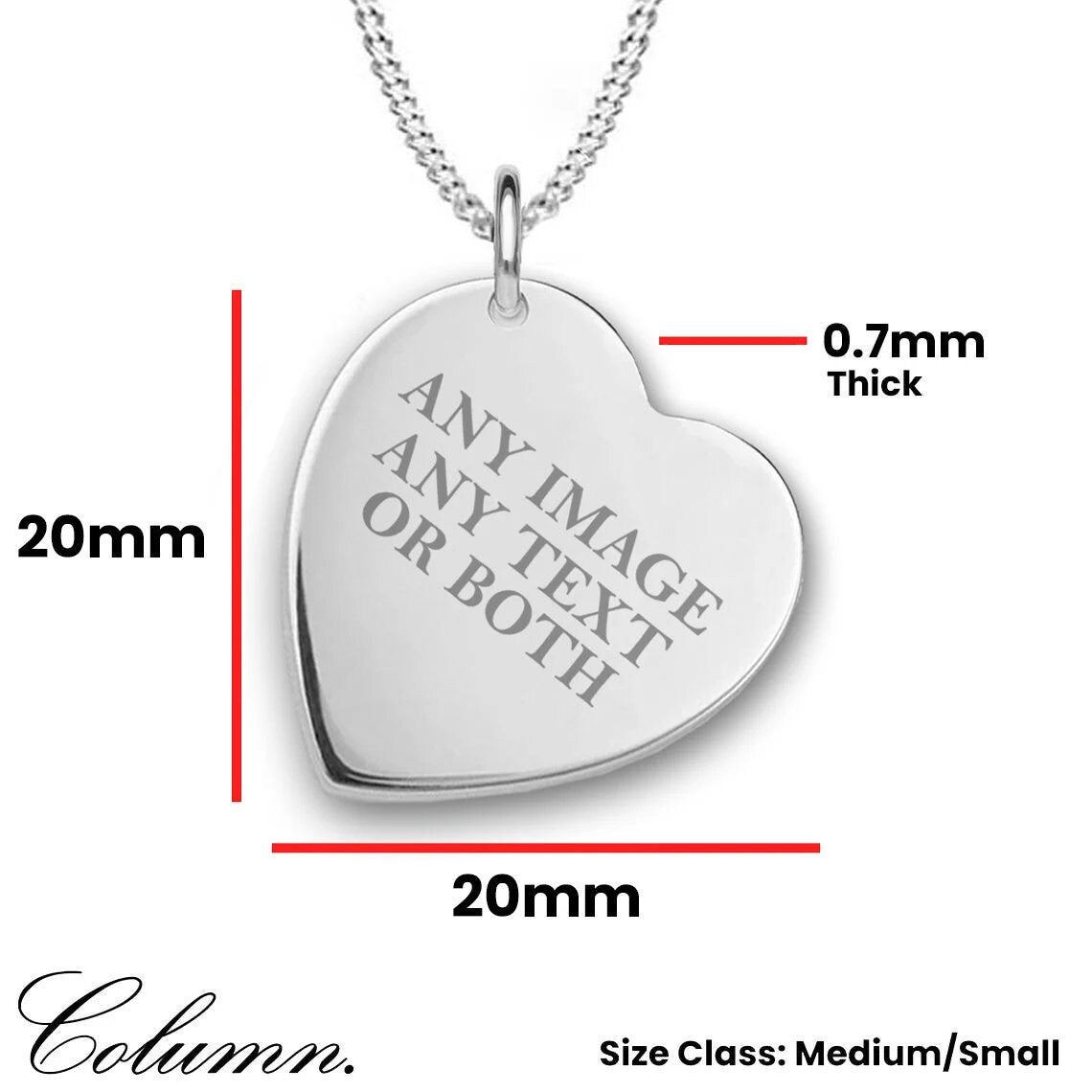 Personalied Sterling Silver Engraved Heart Pendant Necklace