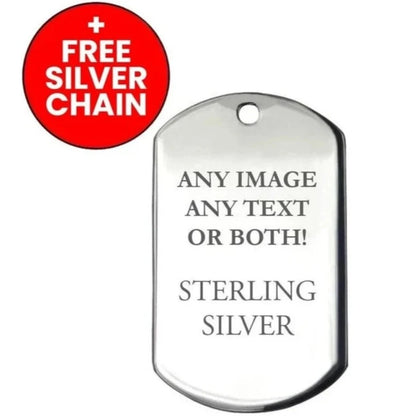 Personalised Sterling Silver Engraved Dog Tag Pendant Necklace