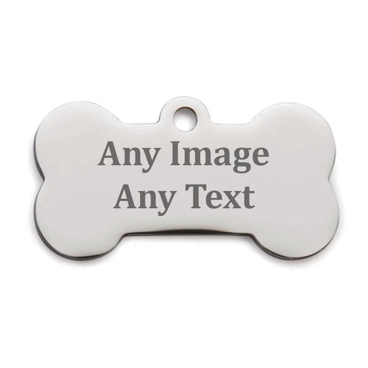 Personalised Bone Pet Tag Stainless Steel Identifier and Contact